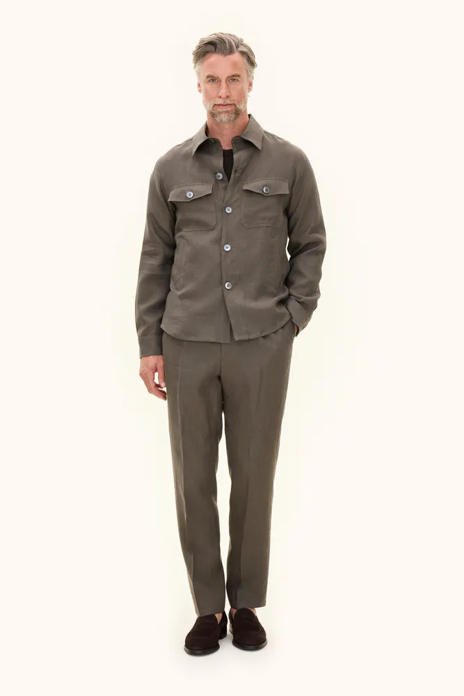 Regular Fit Linen Shirt Jacket