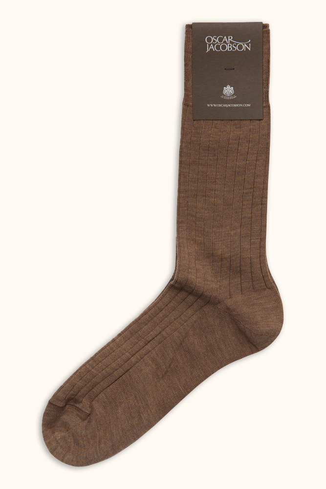 Mellanlånga Ribbade Ullstretch Strumpor