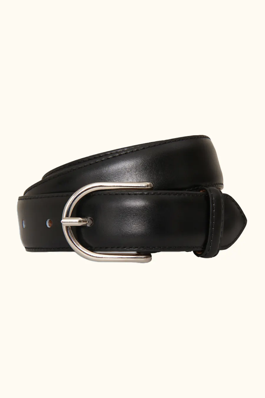 Round Buckle Boxcalf Läderbälte