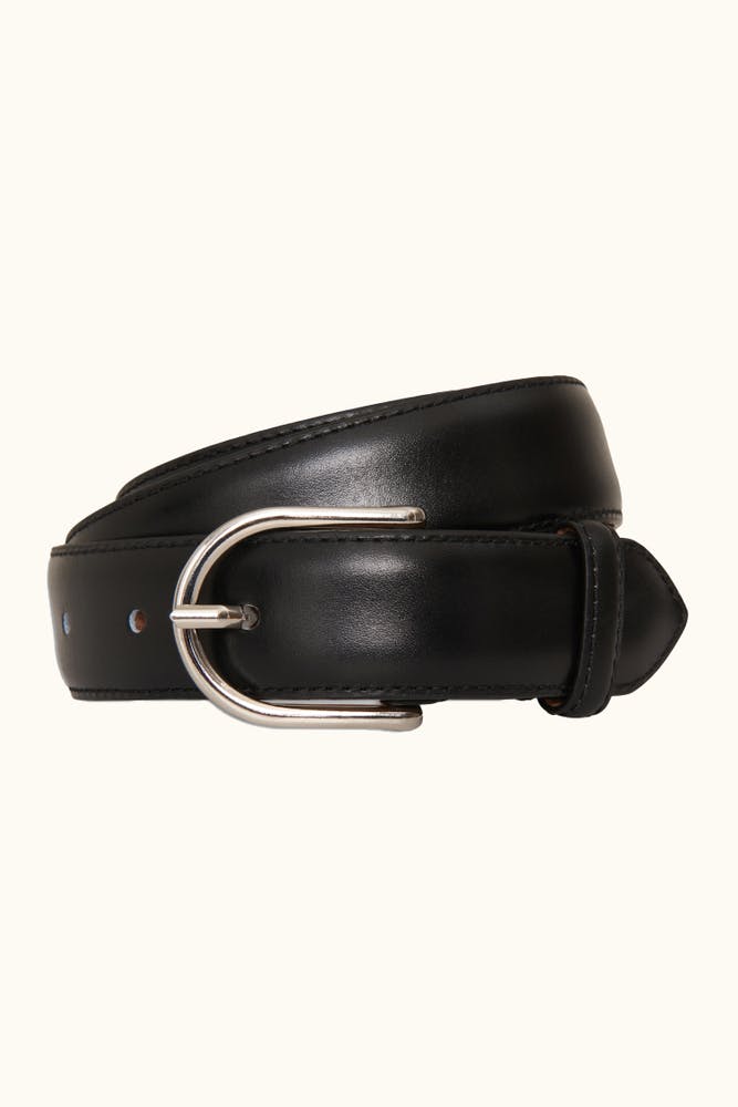 Round Buckle Boxcalf Belt
