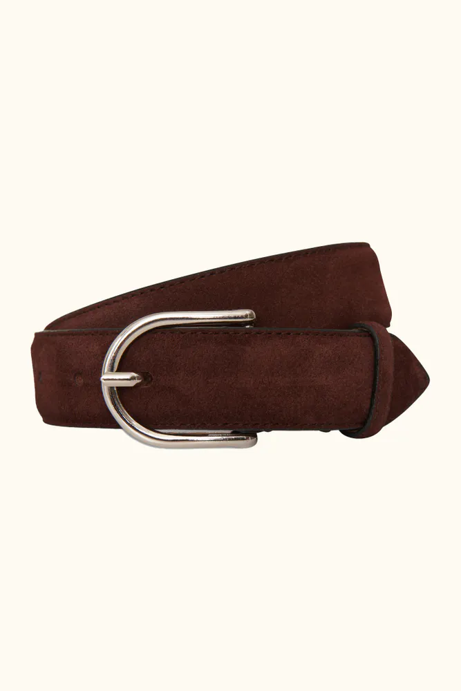 Round Buckle Suede Belt