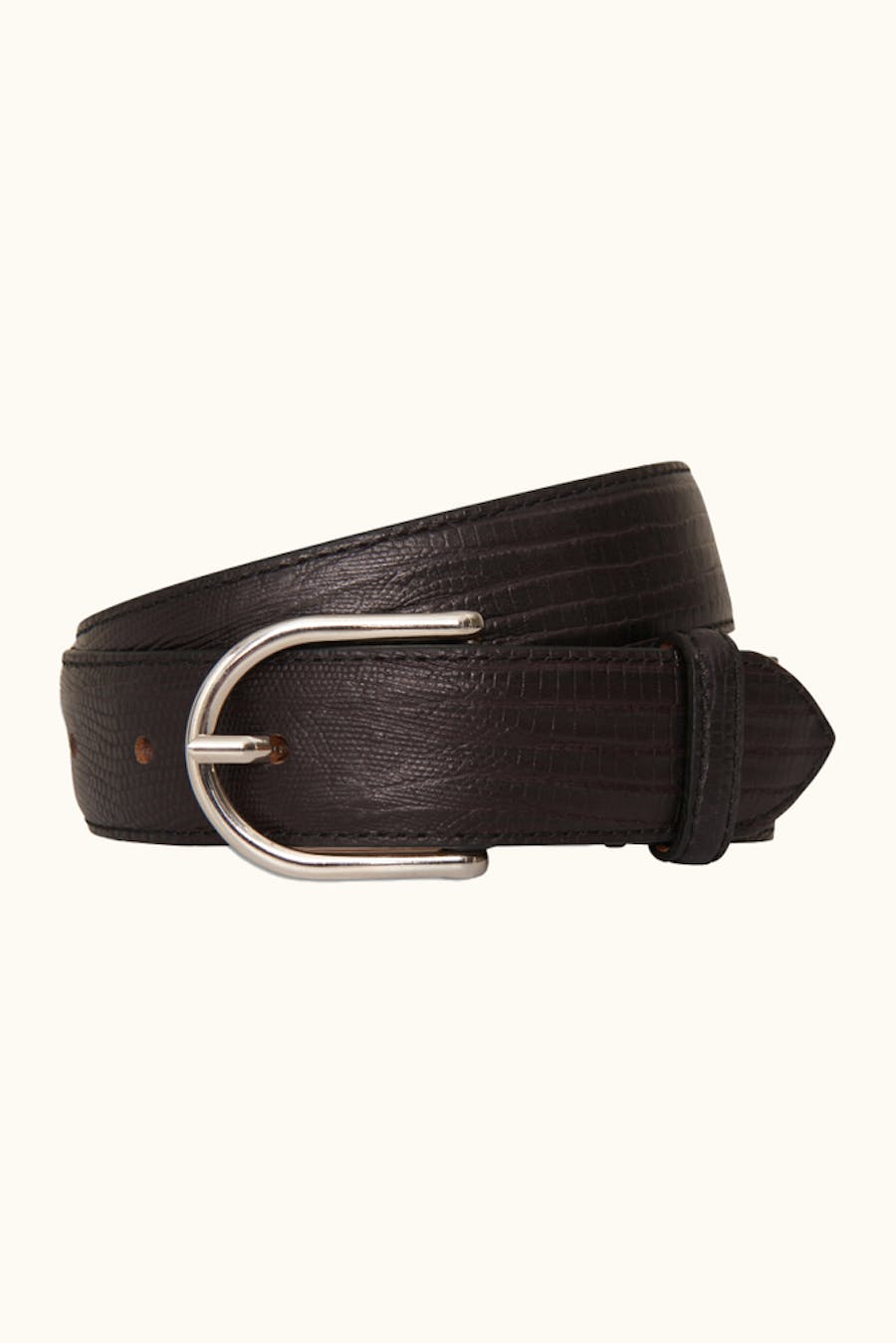 Round Buckle Lizard Belt