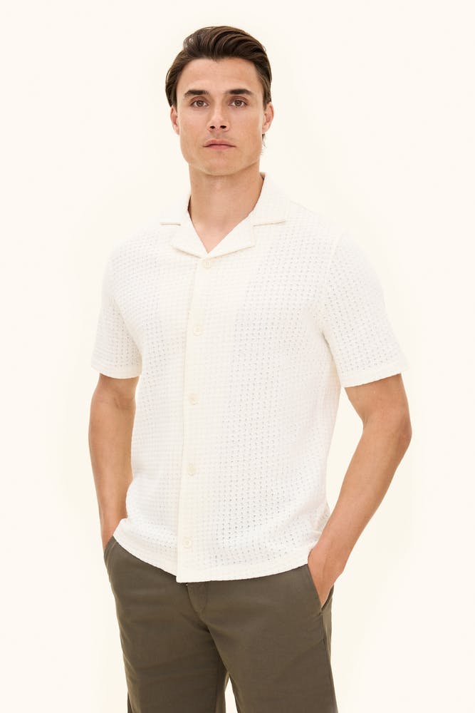 Regular Fit Strukturert Bomullsskjorte