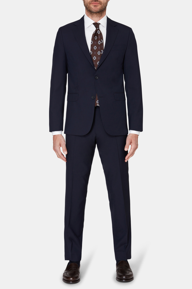 Regular Fit Tropical Wool Suit - Black | Oscar Jacobson