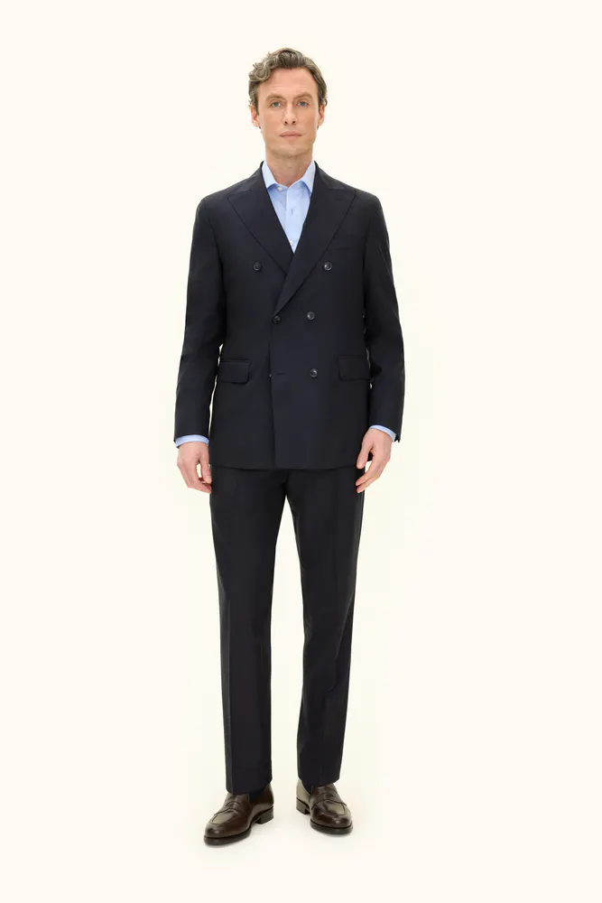 Regular Fit Double Breasted Microstructure Suit