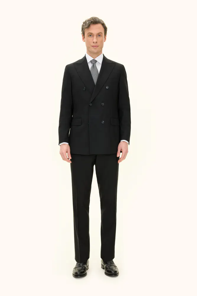 Regular Fit Double Breasted Microstructure Suit