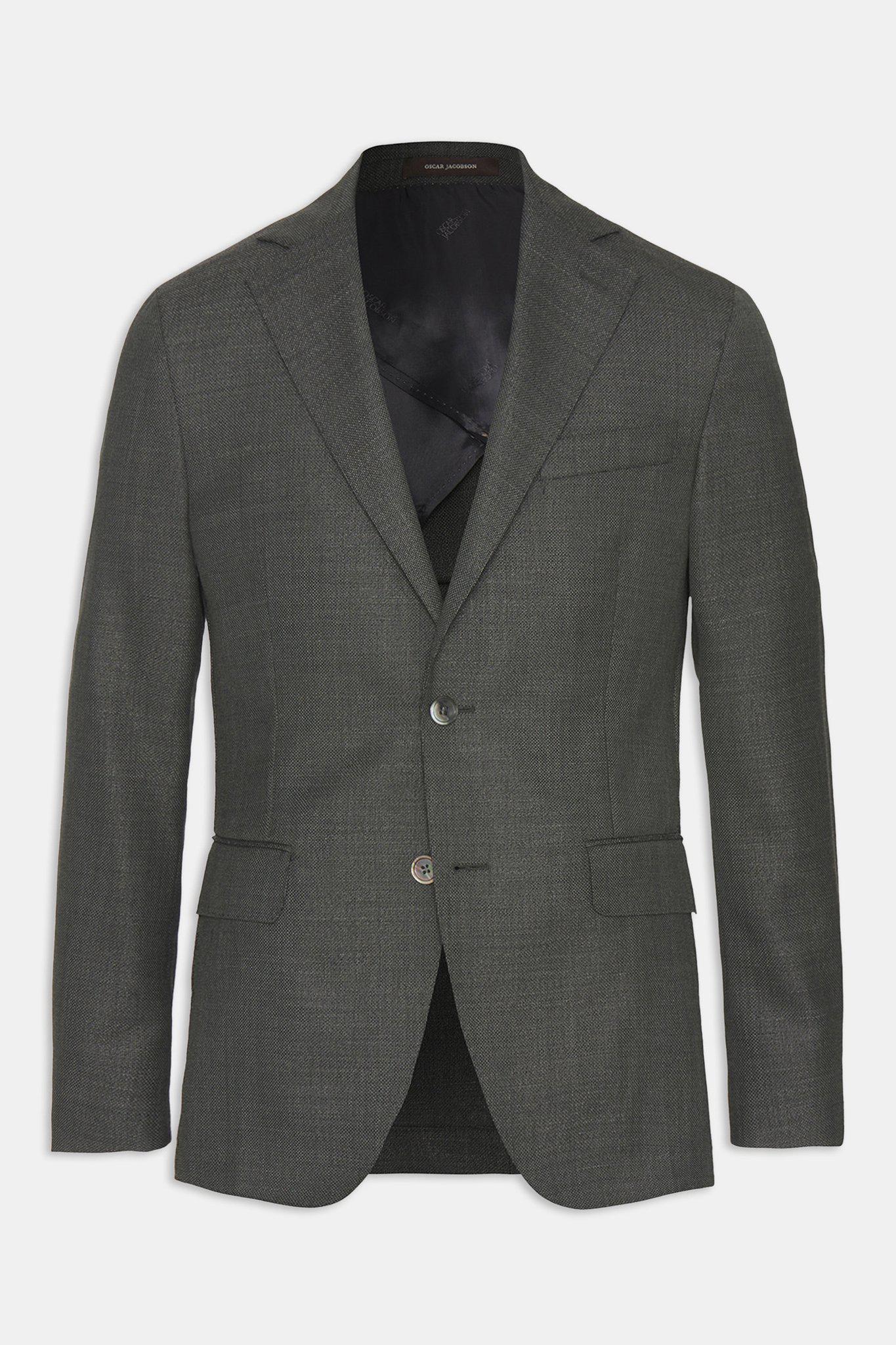 Regular Fit Tropical Wool Suit - Green | Oscar Jacobson