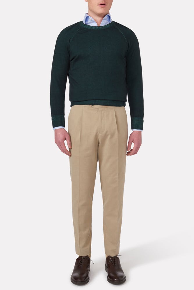 Regular Fit High Waist Microstructure Trousers