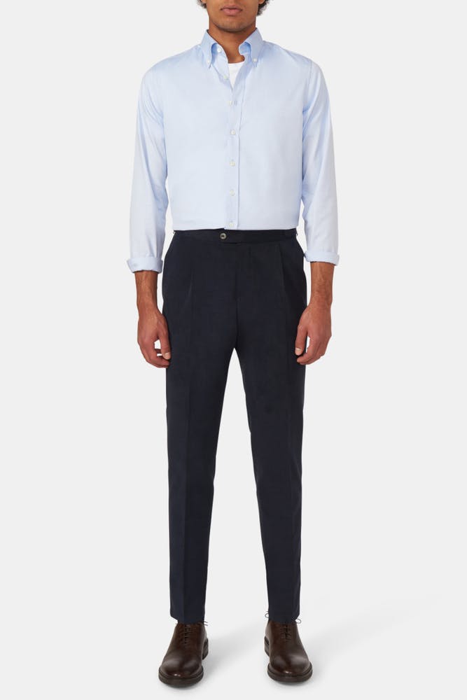 Regular Fit High Waist Microstructure Trousers