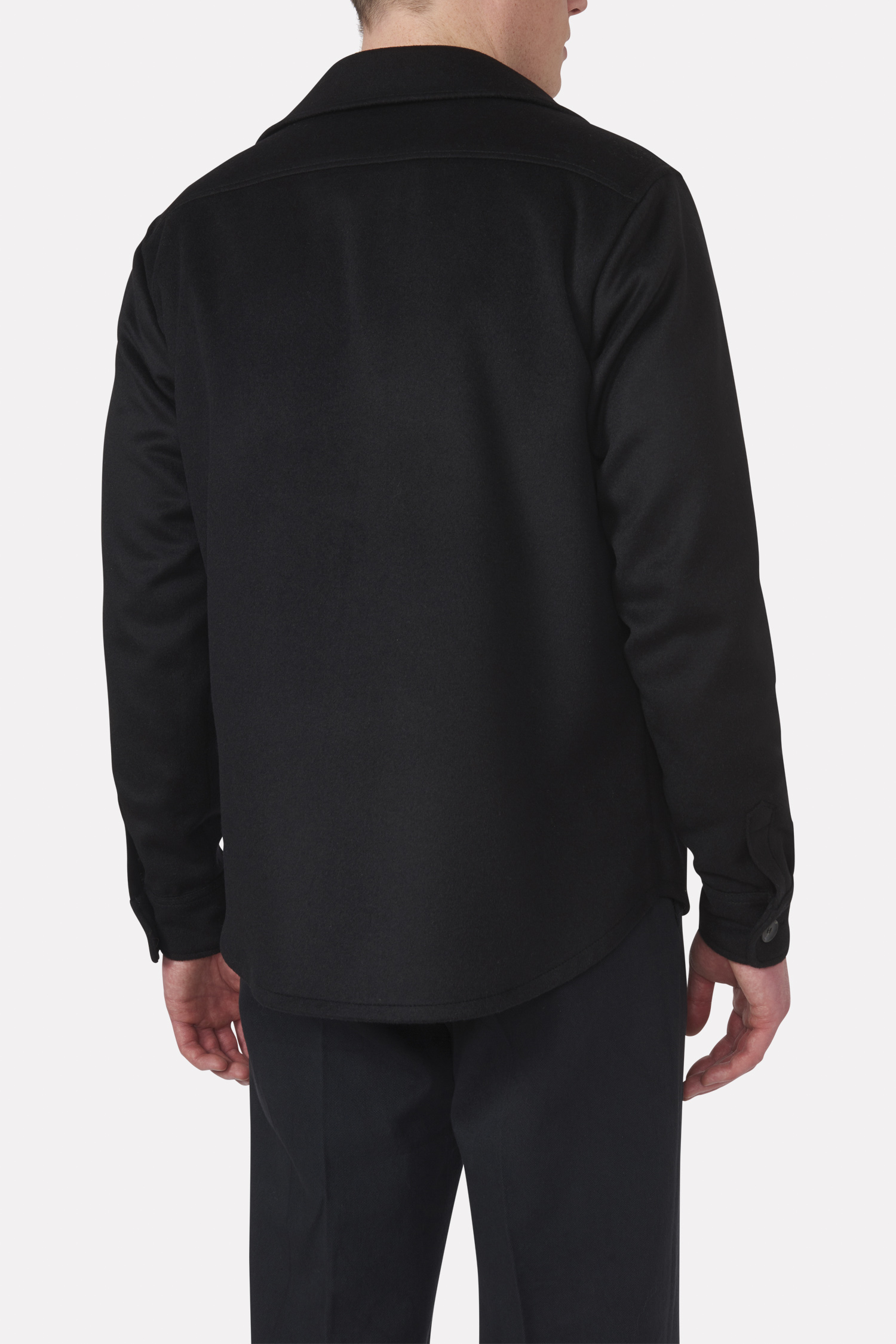 Regular Fit Brushed Twill Shirt Jacket - Black | Oscar Jacobson