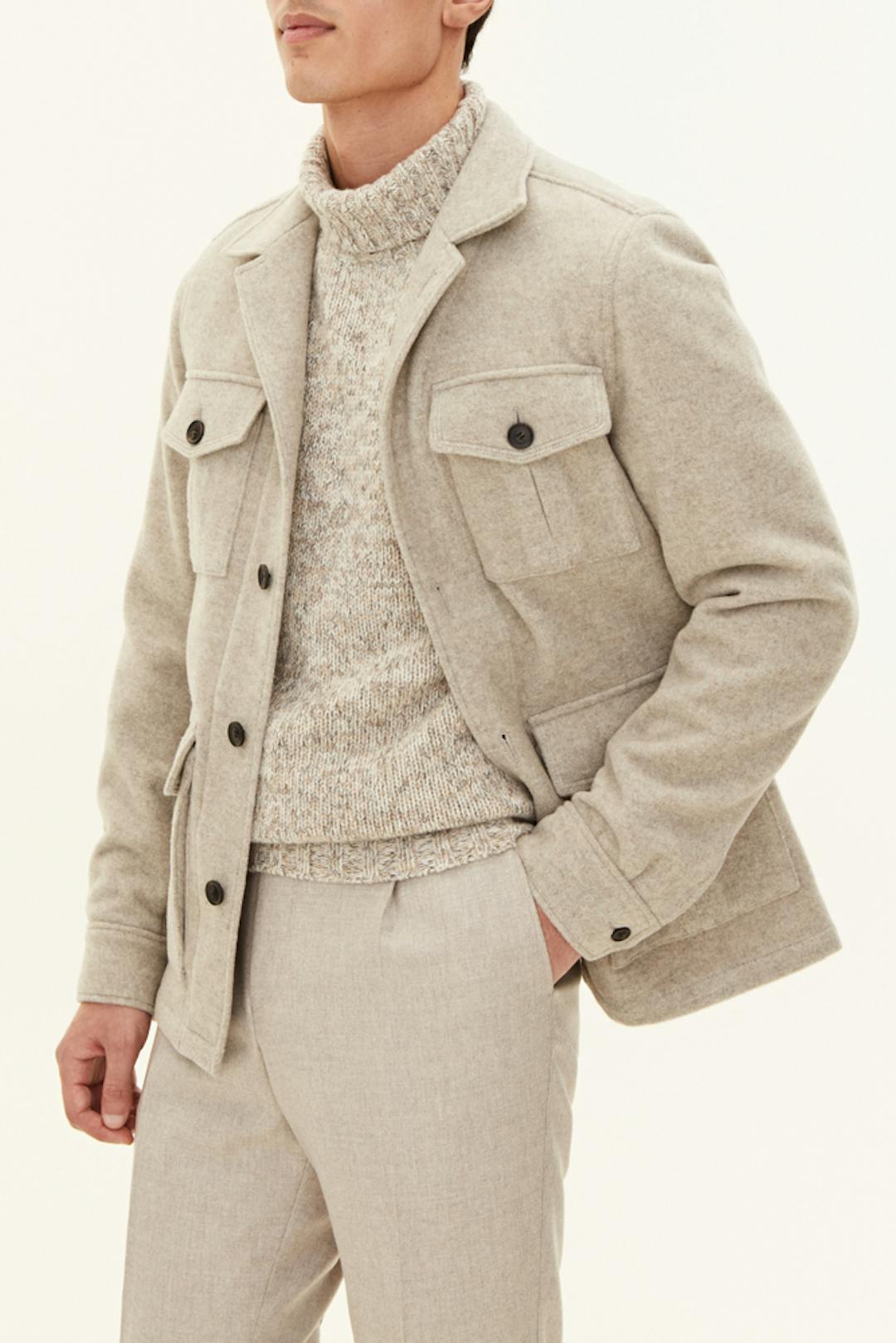 Regular Fit Overshirt Børstet Ull