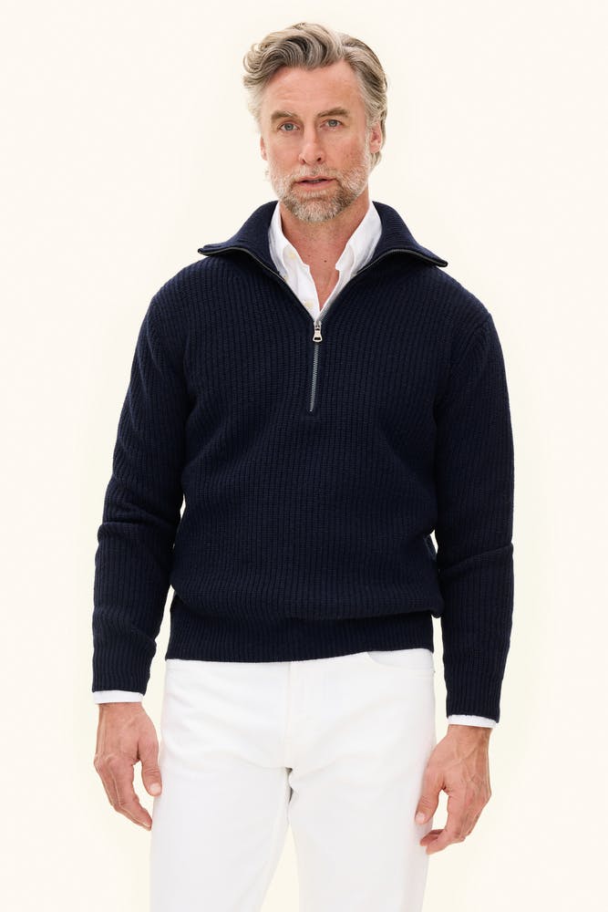 Regular Fit Heavy Knit Half Zip Sweater