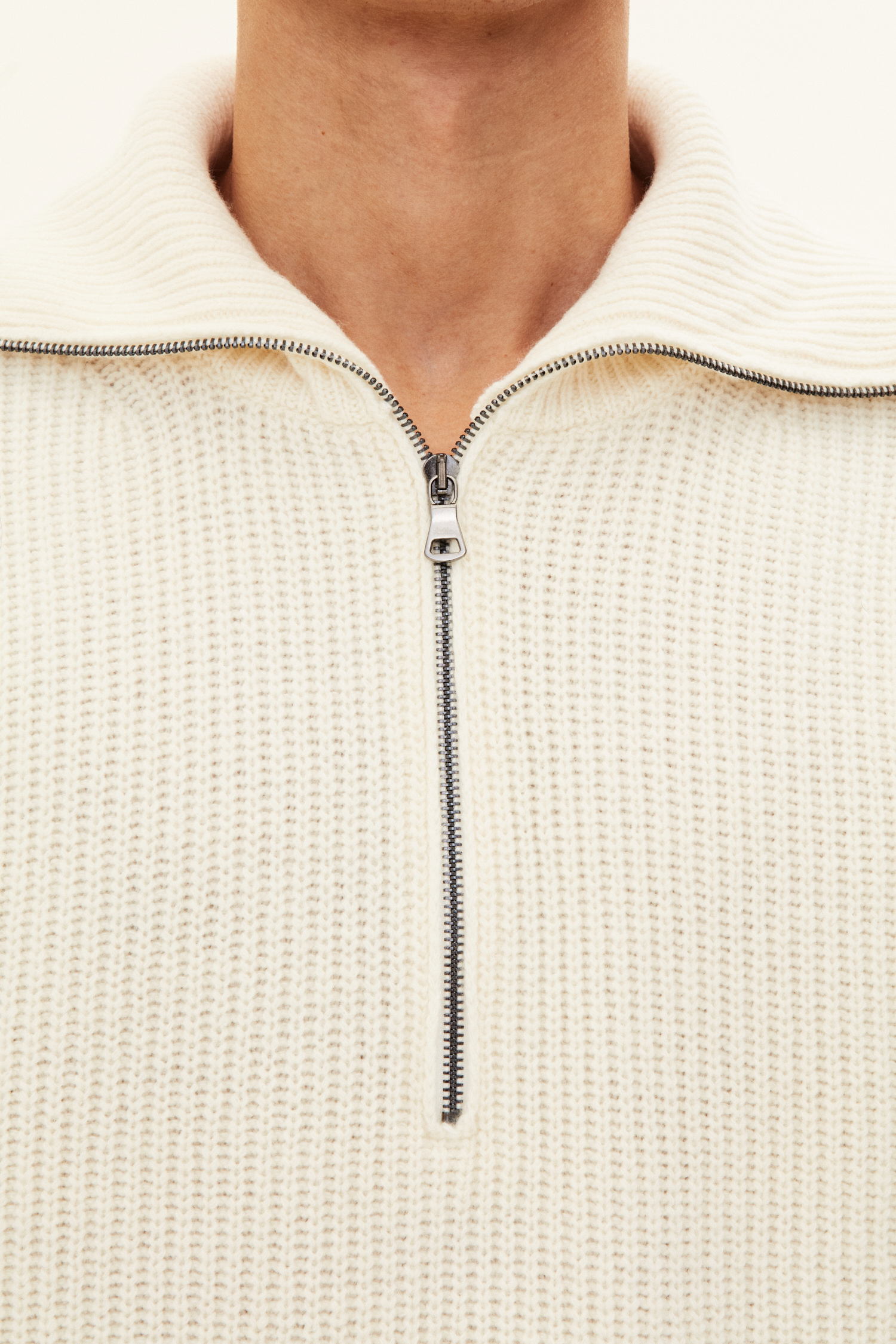 新品未使用Halfzip Wool Pullover アイボリー WOOL AND COTTON HALF-ZIP JUMPER - BEIGE | COS