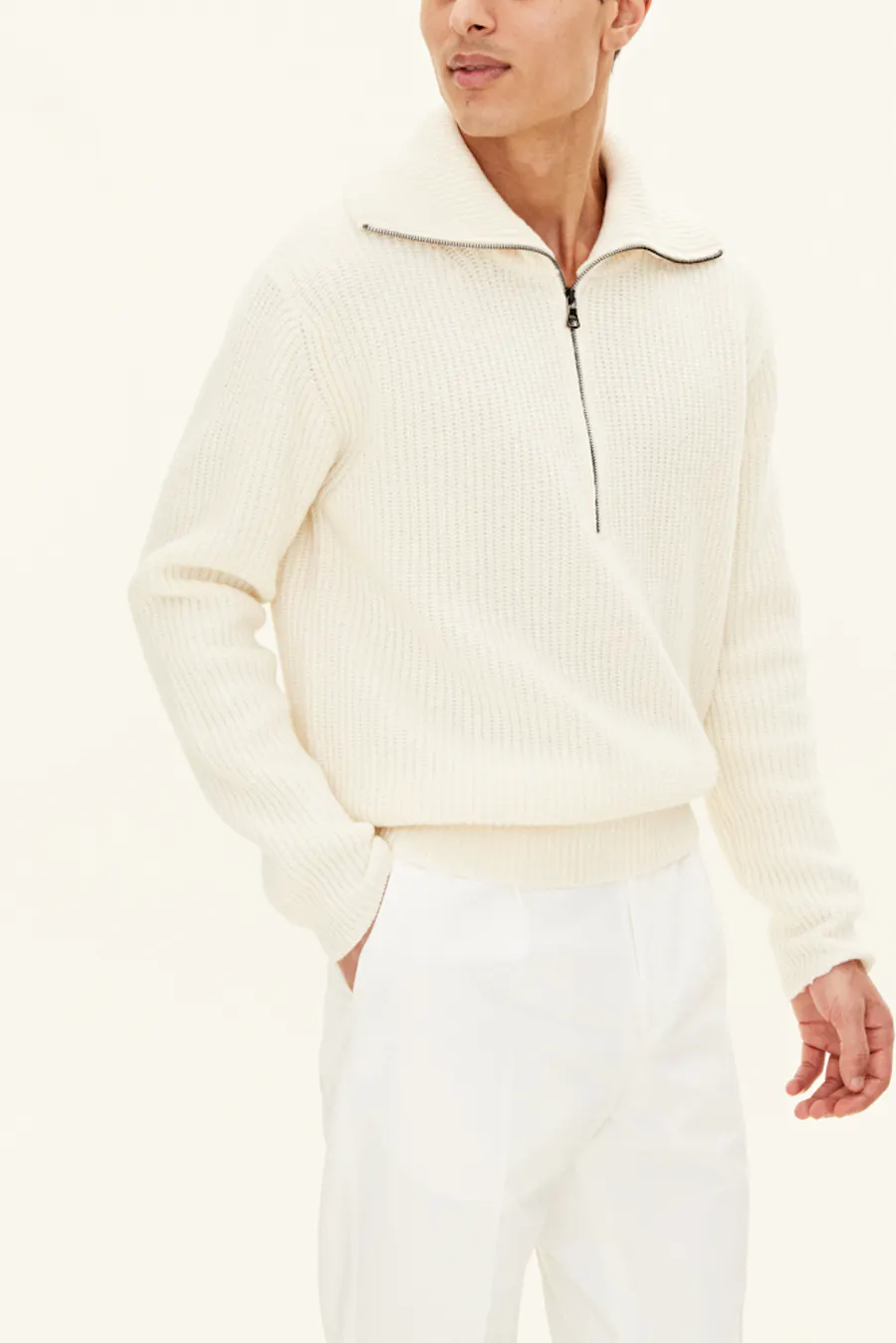 Regular Fit Half Zip Stickad Tröja