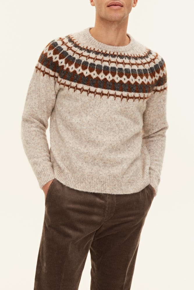 Regular Fit Jacquard Strikket Rundhalset Genser