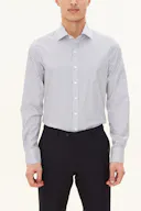 Slim Fit Cut Away Poplin Stripe Shirt