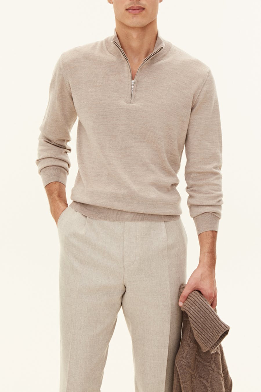 Regular Fit Extra Fine Merino Wool Half Zip Sweater