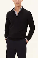 Regular Fit Half Zip Trøje i Fine Merinould