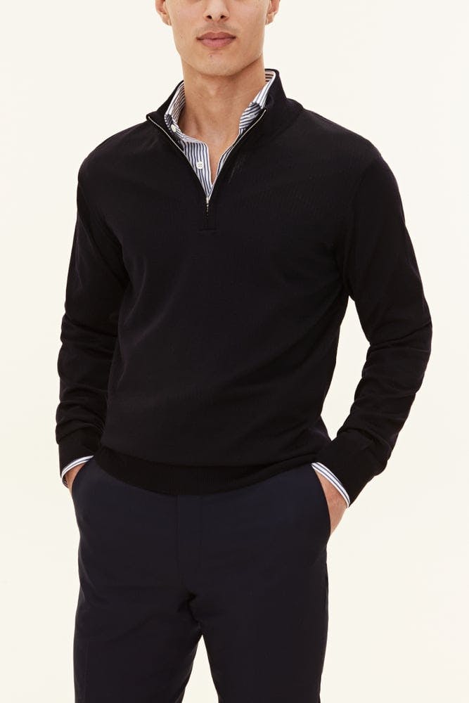 Regular Fit Extra Fine Merino Wool Half Zip Sweater
