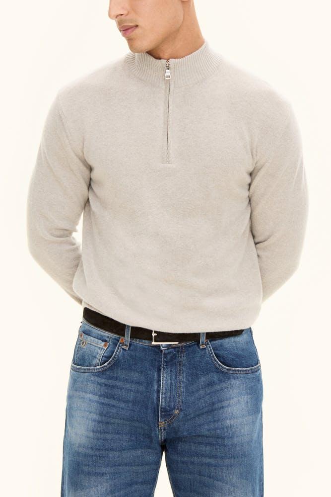 Regular Fit Half Zip Genser Ullblanding