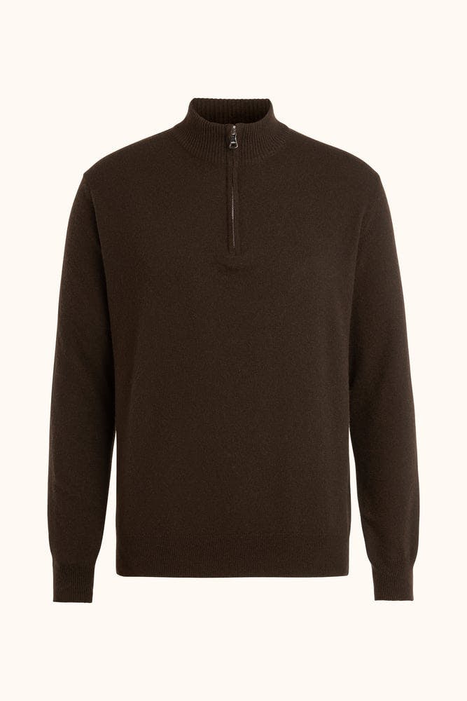 Regular Fit Wool Blend Half Zip Sweater