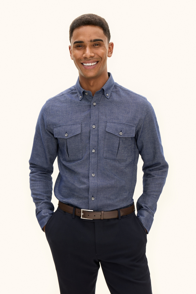 Regular Fit Button Down Skjorte Bomullstwill