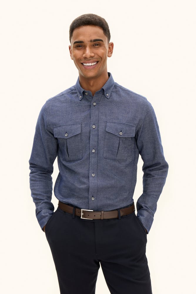 Regular Fit Button Down Skjorte Bomullstwill