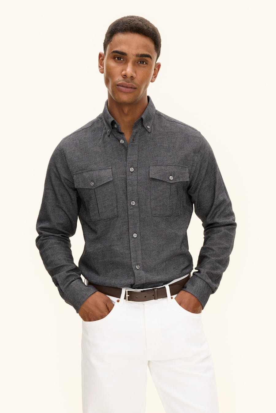 Regular Fit Button Down Skjorte Bomullstwill