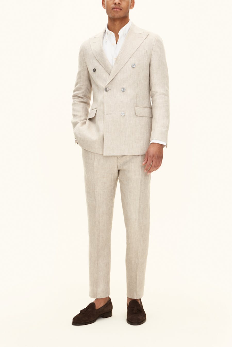 Regular Fit Double Breasted Linen Suit