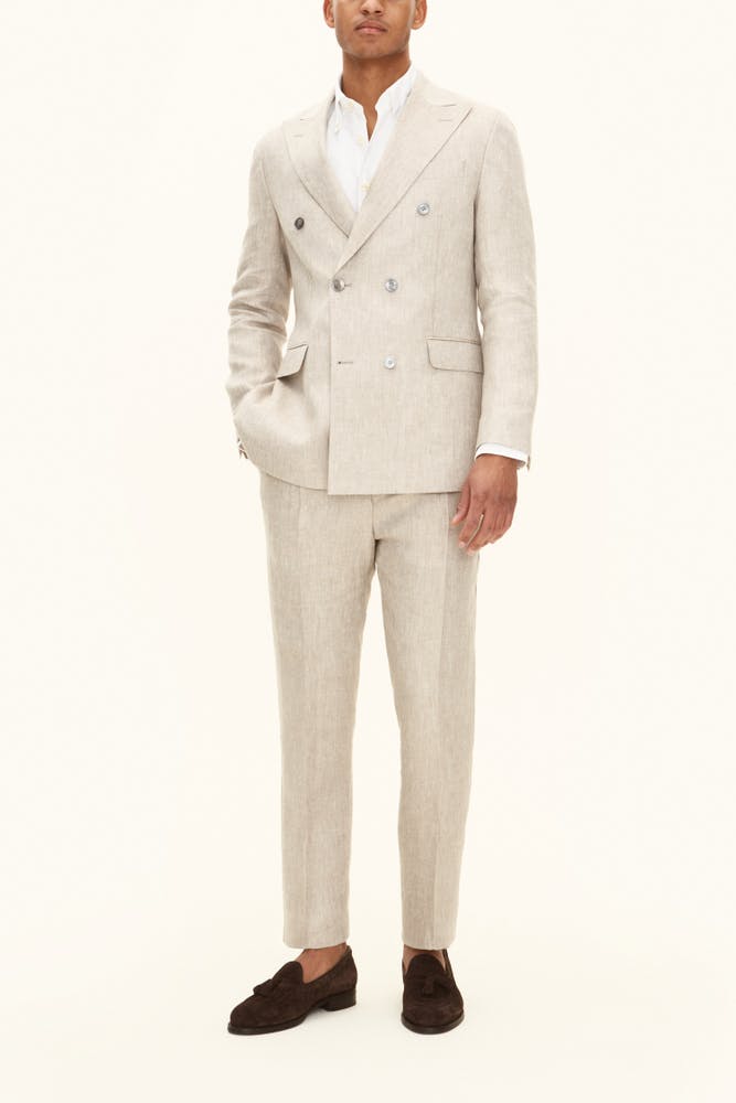 Regular Fit Double Breasted Linen Suit