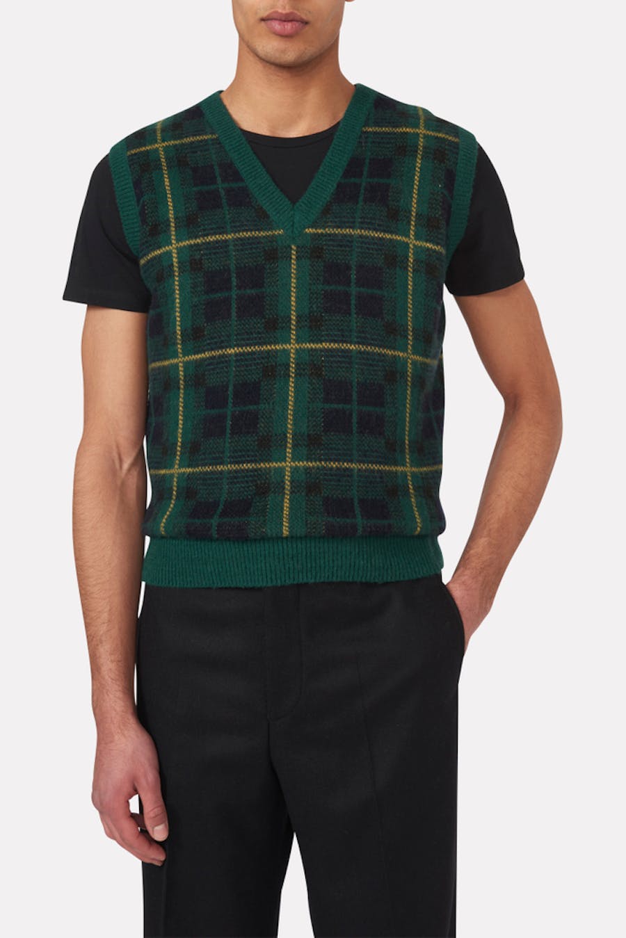 Regular Fit Check Knit Vest