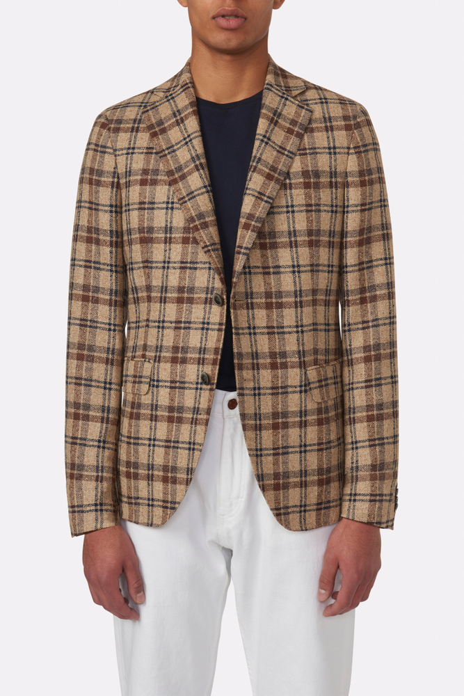 Regular Fit Linen Check Blazer
