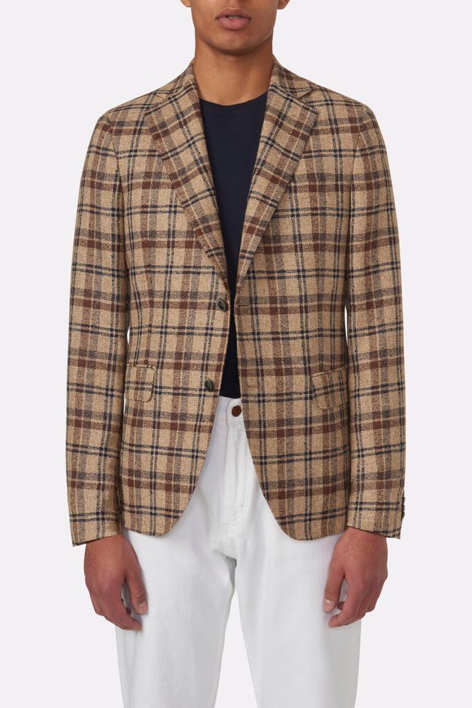Regular Fit Linen Check Blazer