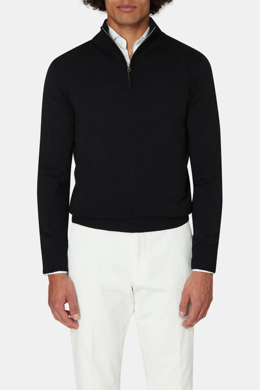 Regular Fit Half Zip Fine Merino Wool Sweater