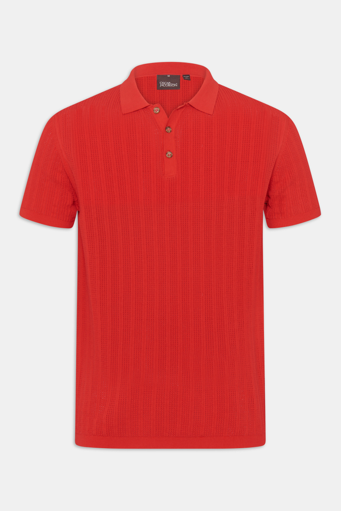 Regular Fit Strukturerad Stickad Piké