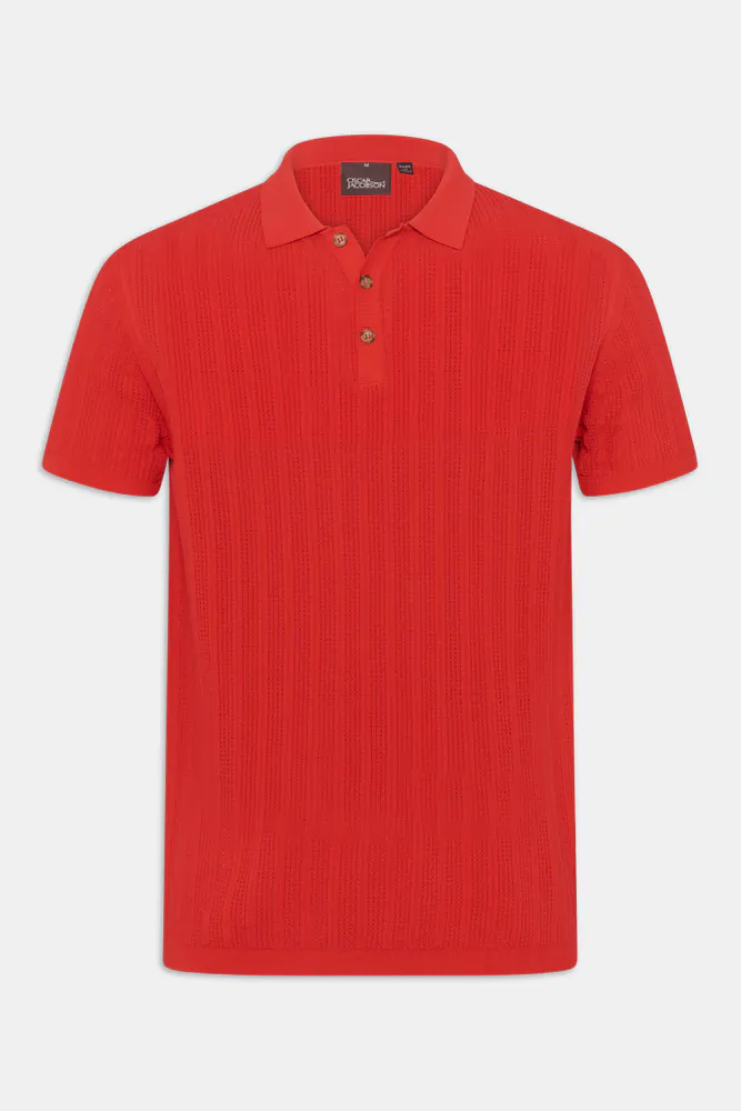 Regular Fit Structured Knit Poloshirt