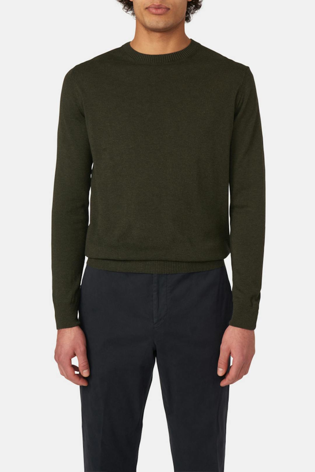 Regular Fit Rundhalset Bomulls- og silkegenser