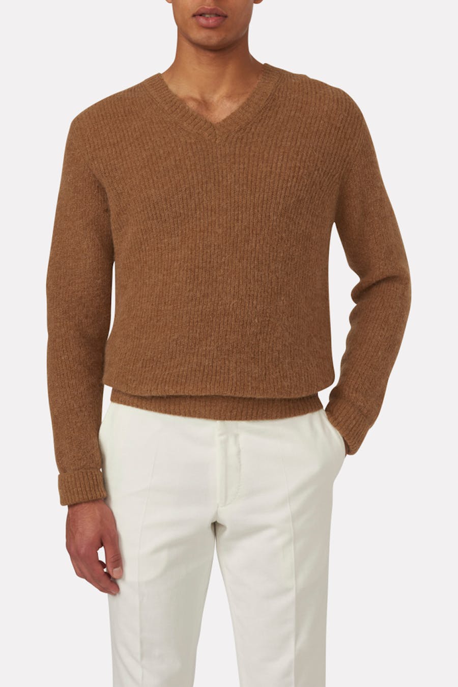 Regular Fit Strikket V-halsede Genser