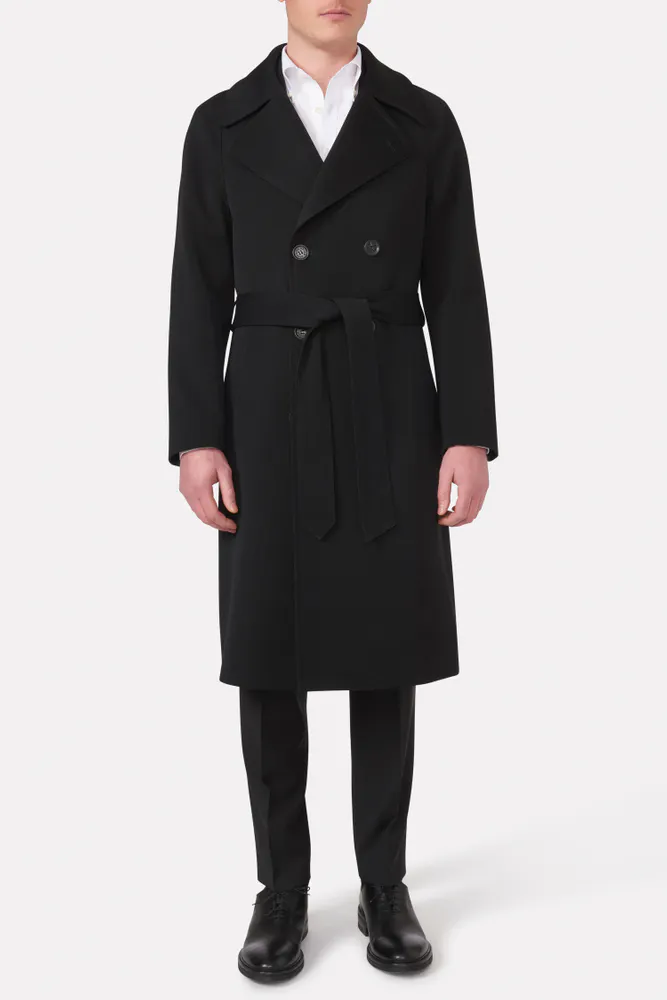 Regular Fit Double Breasted Ragan Twill Coat