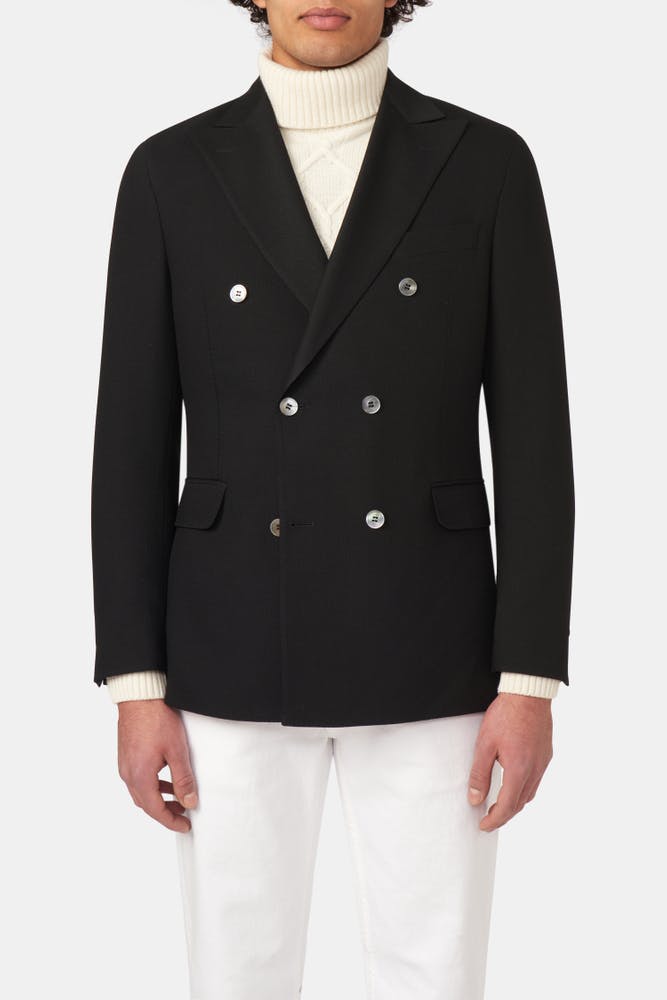 Regular Fit Double Breasted Microstructure Blazer