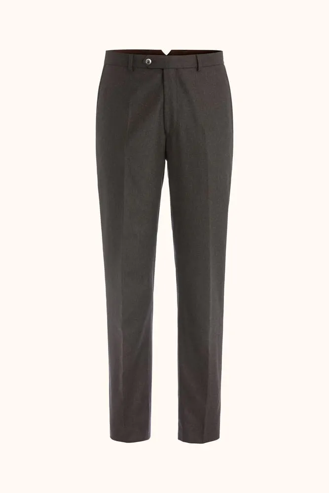 Regular Fit High Waist Flannel Trousers