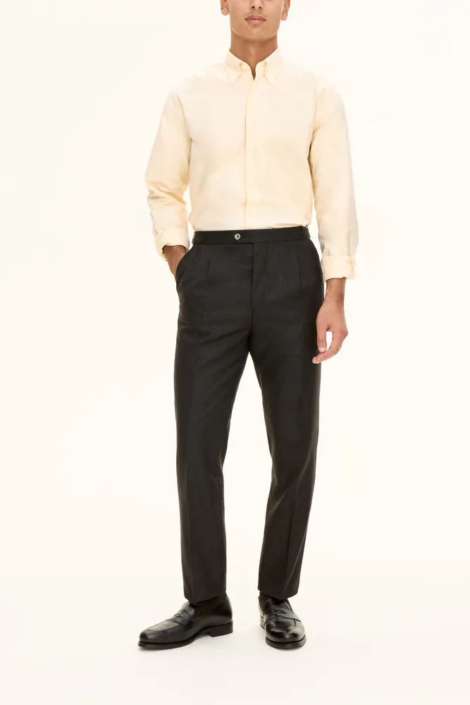 Regular Fit High Waist Flannel Trousers