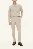 Regular Fit High Waist Flannel Trousers