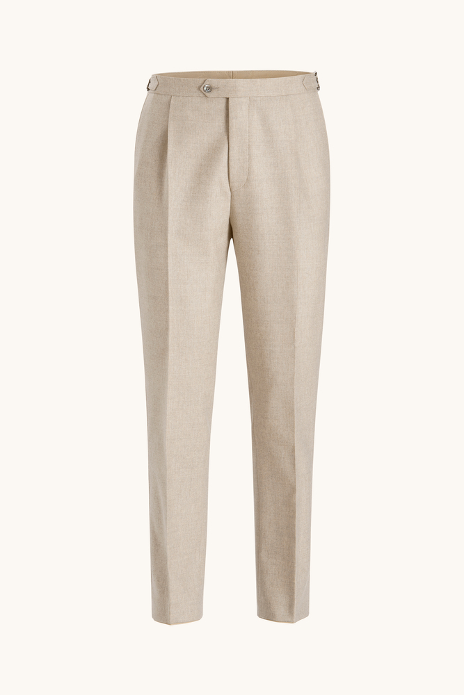 Regular Fit High Waist Flannel Trousers