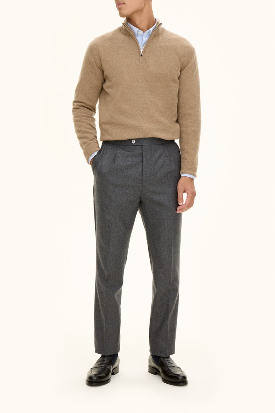 Regular Fit Flanellbukser Høy Midje