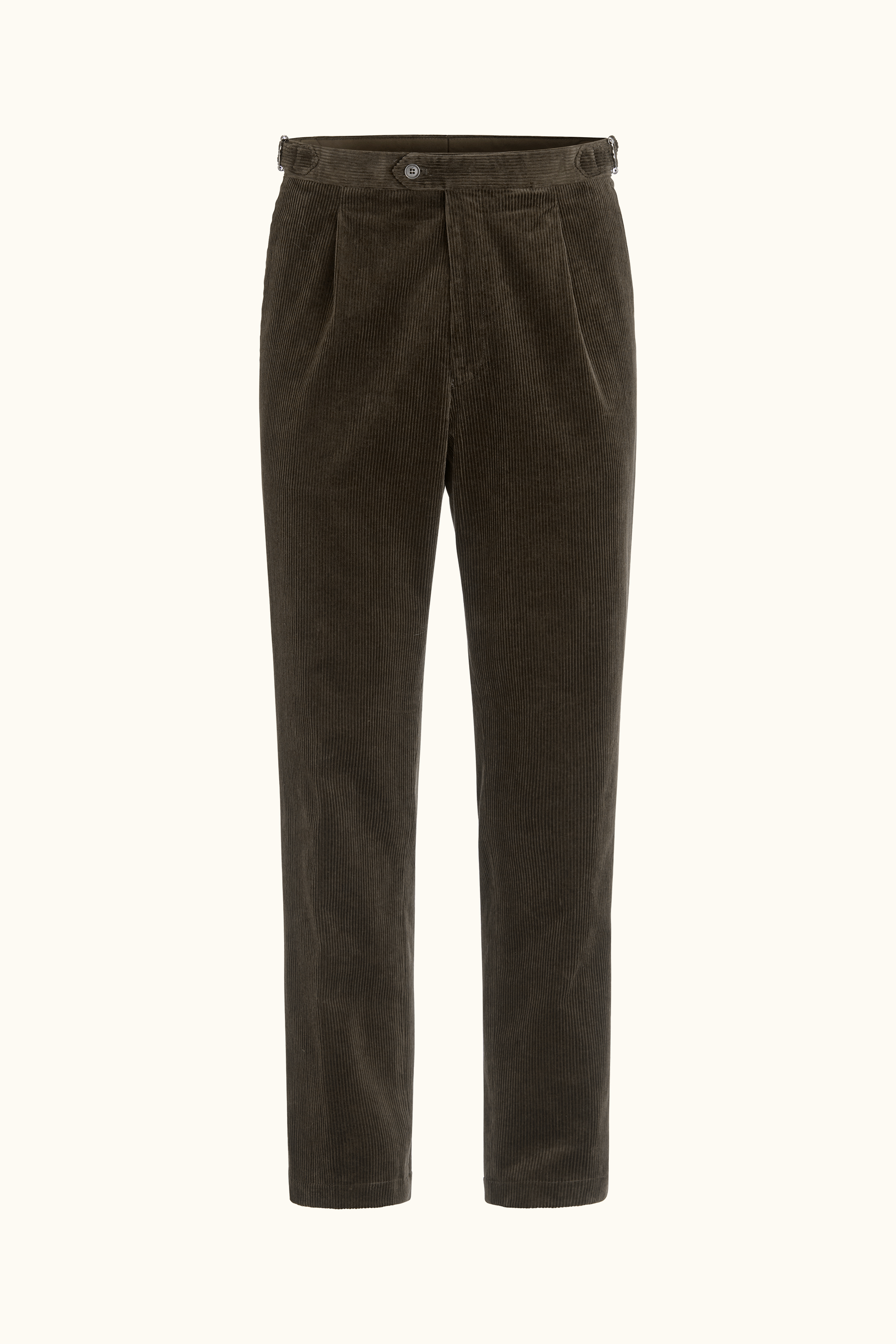 Regular Fit High Waist Corduroy Trousers - Brown | Oscar