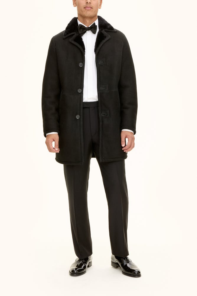 Regular Fit Semsket Skinnfrakk