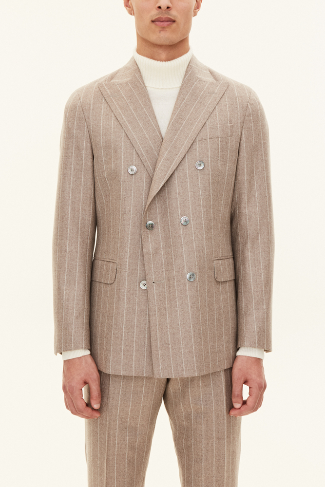 Regular Fit Dubbelknäppt Kavaj Randigt fiskbensmönster