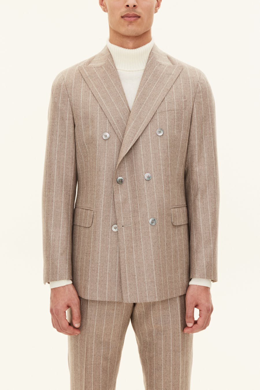 Regular Fit Dobbeltspent Blazer Stripete fiskebeinsmønster