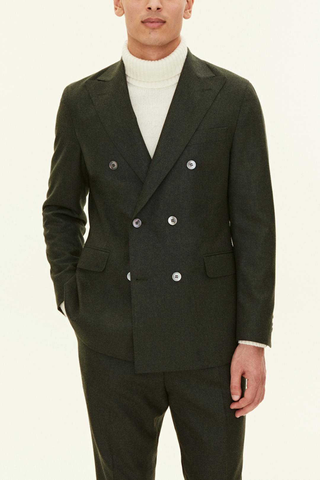 Regular Fit Dobbeltradet Flannelblazer